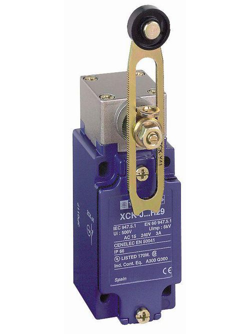 Product image for TES XCKJ10541 Limit switch, XC Standard, XCKJ, thermoplastic plastic roller lever var. length, 1NC+1 NO, snap, Pg13