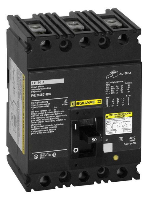 Product image for Square D FH36100 600 Volt 100 Amp Molded Case Circuit Breaker