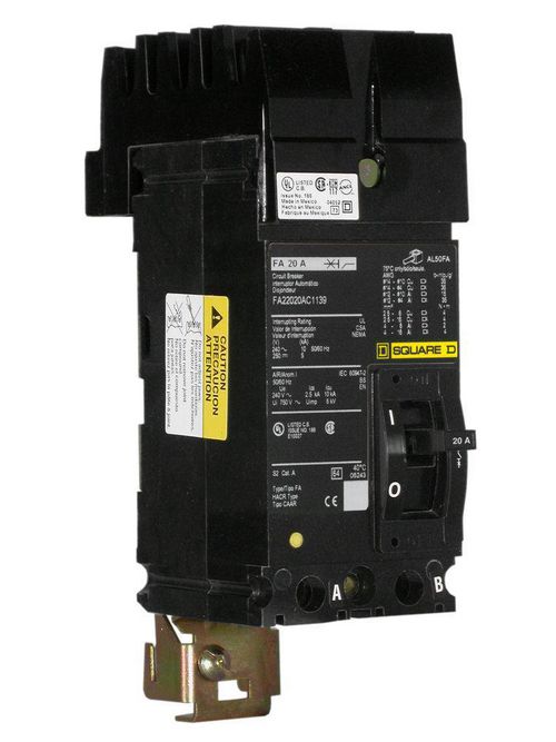 Product image for Square D FA24050BC 2-Pole 50 Amp 480 Volt Thermal Magnetic Molded Case Circuit Breaker