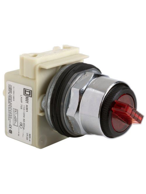 Product image for Square D 9001K11J1R 30 mm 2-Position Red Maintained Knob Illuminated Selector Switch Operator