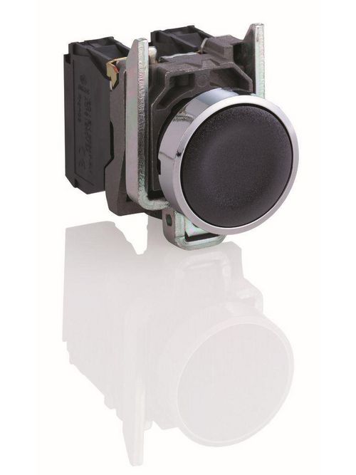 Product image for Square D XB4BA21 1 NO 1 NC Black Round Flush Return Push Button