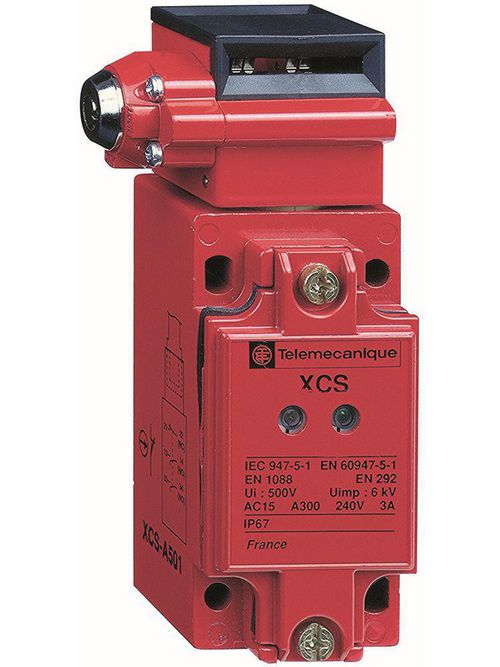 Product image for TES XCSB703 Safety switch, TES Safety switches XCS, metal XCSB, 2 NC + 1 NO, slow break, 1 entry tapped 1/2" NPT