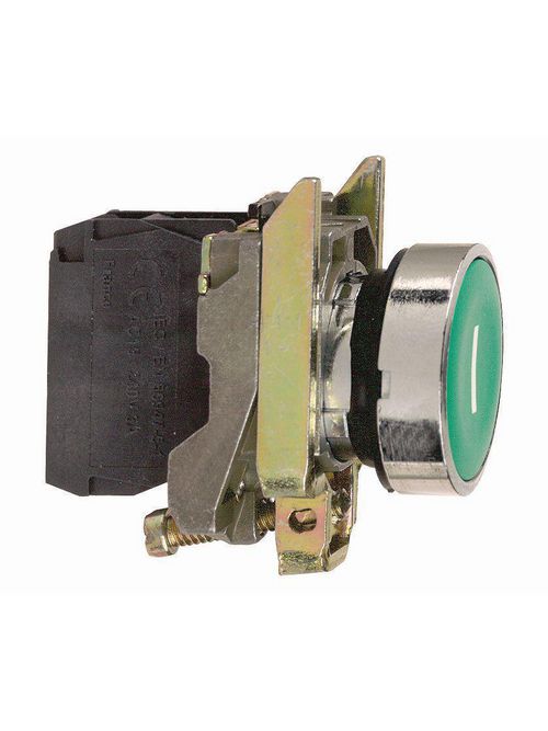 Product image for Square D XB4BA31 22 mm 600 VAC 1.2 Amp 1NO Green Round Momentary Flush Non-Illuminated Push Button