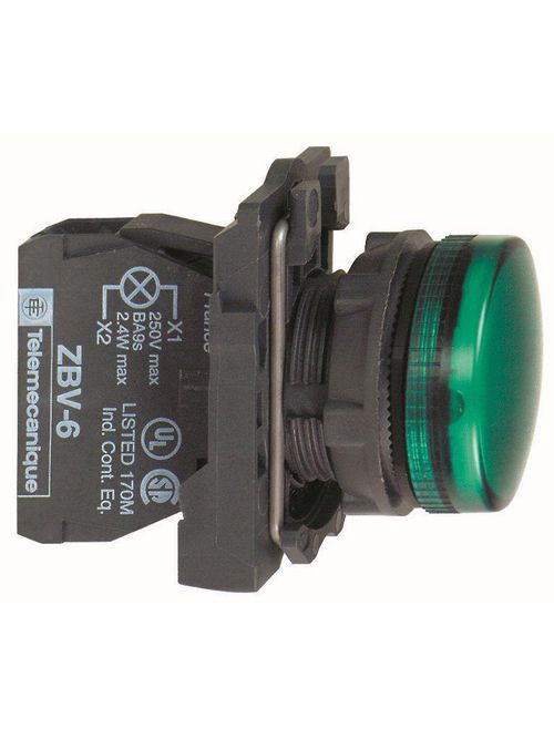 Product image for Square D XB5AVG3 22 mm 120 VAC 14 mA Green Round Pilot Light with LED