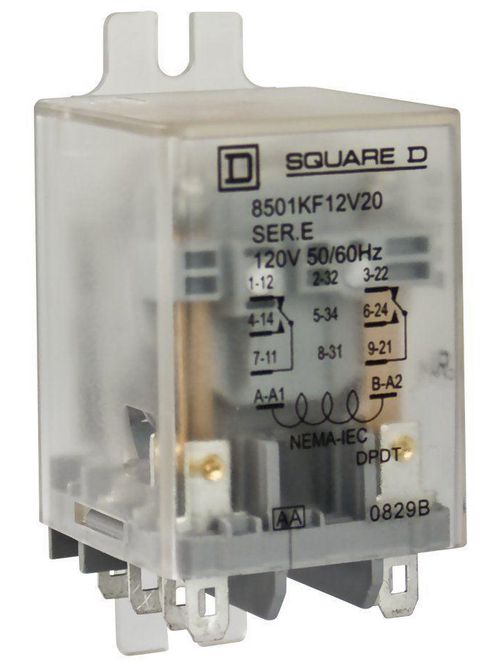 Product image for Square D 8501KFD12V53 24 VDC 10 Amp DPDT Flange Mount DC Operated Plug-In Relay