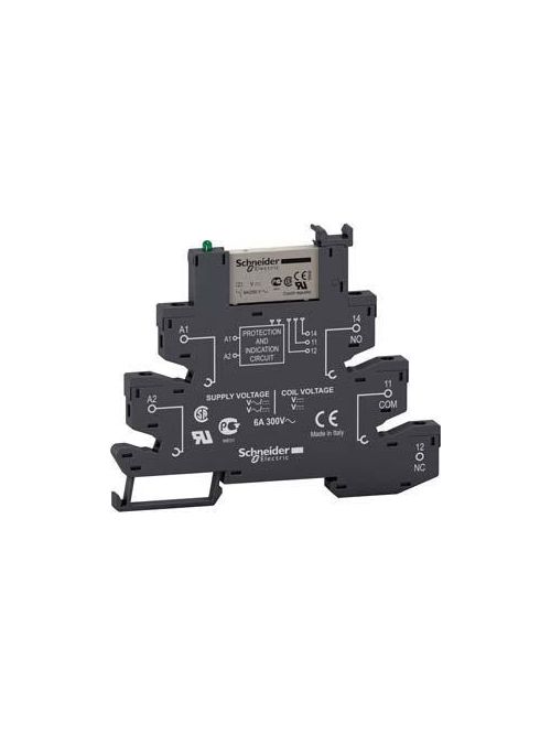 Product image for Square D RSL1PVJU 12 VAC/VDC 6 Amp 1NO 1NC Din Rail/Socket Mount Slim Interface Relay