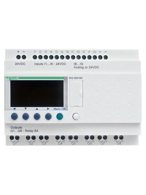 Product image for Square D SR2B201BD 24 VDC 20-I/O PLC Compact Smart Relay