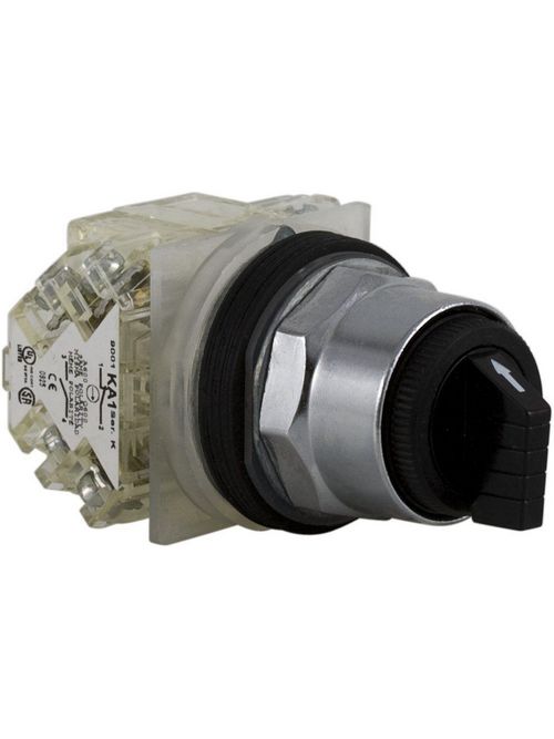 Product image for Square D 9001KS43BH2 30 mm 10 Amp 600 VAC/VDC 2NO 2NC 3-Position Round Knob Non-Illuminated Selector Switch