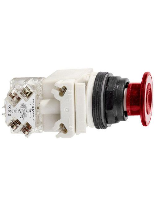 Product image for Square D 9001SKR9P35LRR 30 mm Red Body Plastic Bezel 2-Position Mushroom Illuminated Push Button Operator