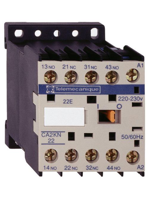Product image for Square D CA2KN22G7 120 VAC 10 Amp 4.5 VA 4-Pole 2NO 2NC IEC Control Relay