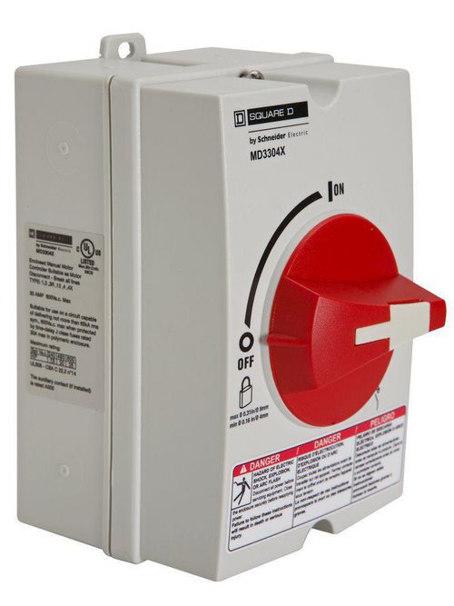 Product image for Square D MD3304X 30 Amp 600 VAC 3-Pole Non-Metallic Motor Disconnect Switch