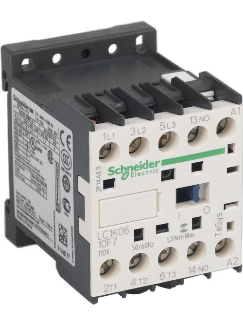 Product image for Square D LC1K0610F7 600 VAC 6 Amp 3-Pole 1NO Screw Terminal Full Voltage Non-Reversing IEC Contactor