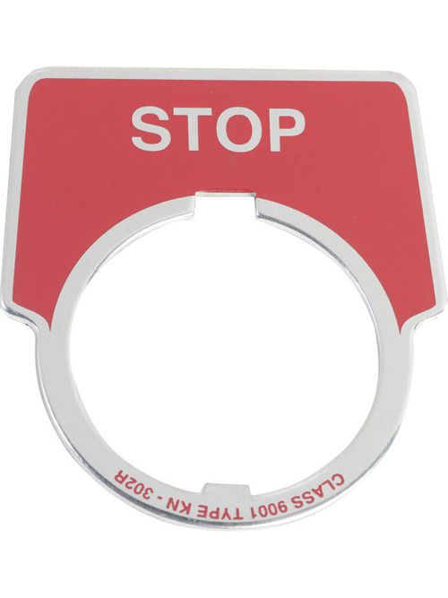 Product image for Square D 9001KN302 44 x 50 mm Aluminum Silver Stop Push Button Standard Legend Plate