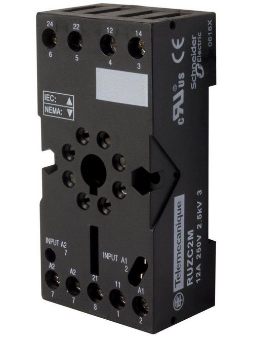Product image for Square D RUZC2M 250 Volt 10 Amp 35 mm Din Rail/Panel Mount Box Lug Connector Terminal Relay Socket