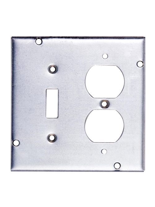 Steel City RSL-2 4-11/16 Square 1 Toggle Switch and 1 Duplex Receptacle Steel Cover Steel City RSL-2 4-11/16 Square 1 Toggle Switch and 1 Duplex Receptacle Steel Cover