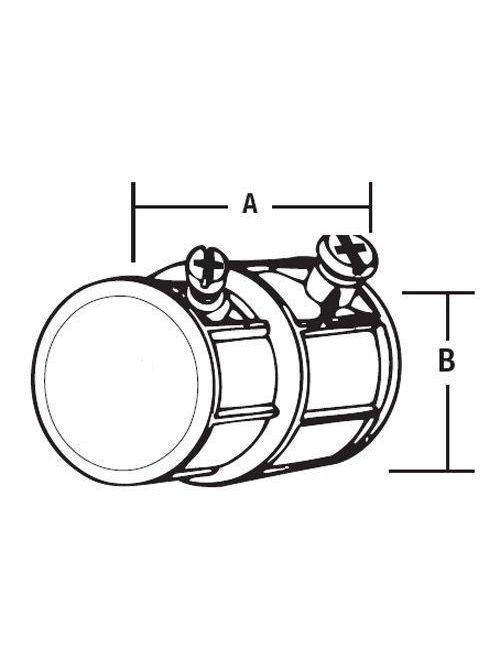 Product image for Steel City TX-220 3/8 Inch Flex to 1/2 Inch EMT Die-Cast Set Screw Combination Coupling Combination