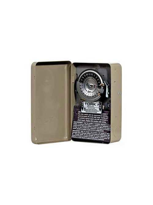 Product image for Tork 1102 208/277 VAC 60 Hz 40 Amp NEMA 1 24 Hour Metal SPST Electromechanical Time Switch