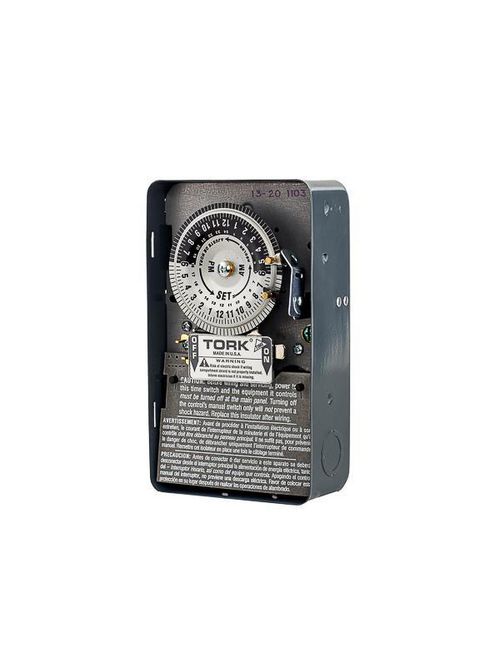 Product image for Tork 1103 120 VAC 60 Hz 40 Amp NEMA 1 24 Hour Metal DPST Electromechanical Time Switch