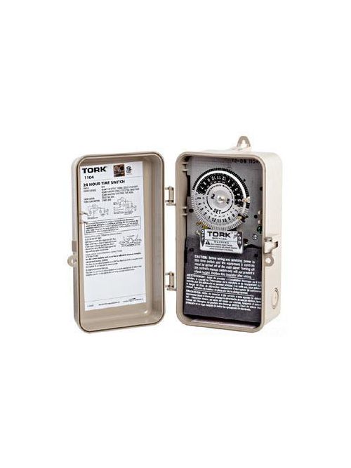 Product image for Tork 1104-N 208/277 VAC 60 Hz 40 Amp NEMA 3R 24 Hour Metal DPST Electromechanical Time Switch