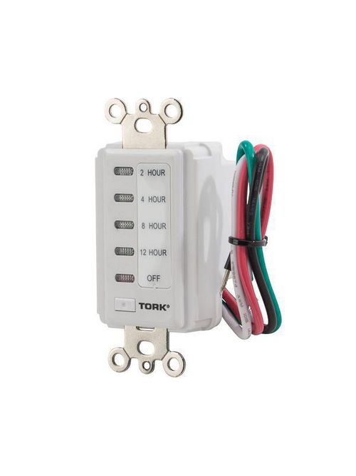 Product image for Tork D212HW 120 Volt 15 Amp 12 Hour White Electronic Auto Off In-Wall Time Switch
