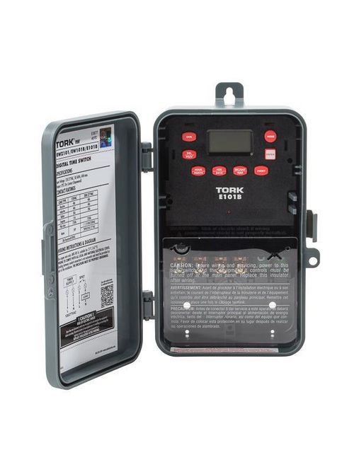 Product image for Tork E101B 120/277 VAC 60 Hz 40 Amp 24 Hour SPST 1-Channel Digital Time Switch