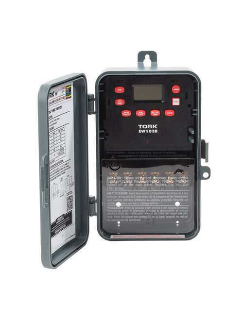 Product image for Tork EW103B 120/277 VAC 60 Hz 40 Amp 7 Day DPST 1-Channel Digital Time Switch