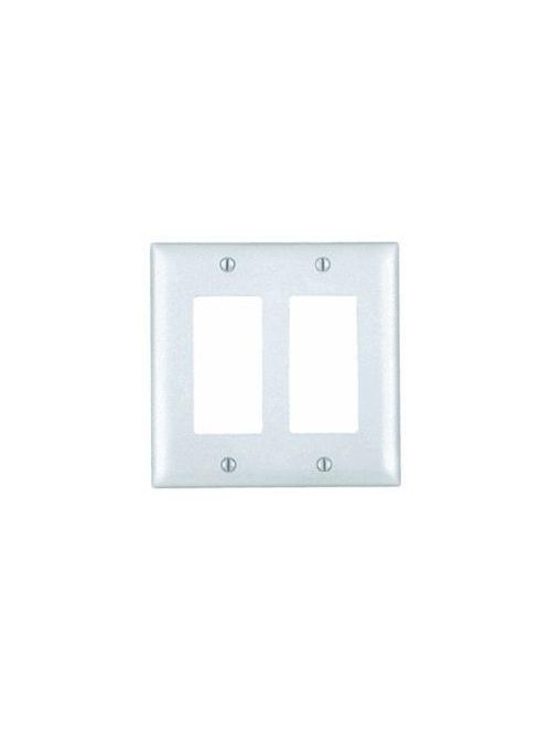 Product image for Pass & Seymour WP1207-WH 2-Gang 2-Decorator White High Impact Flame Retardant Plastic Wall Plate