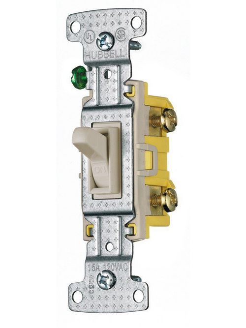 Product image for Hubbell Wiring Devices RS115AL 15 Amp 120 VAC 1-Pole Almond Toggle Switch