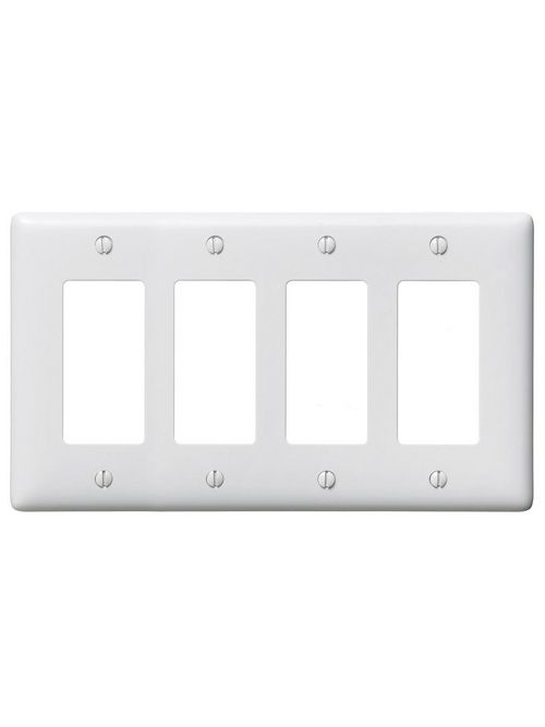 Hubbell Wiring Devices NP264W 4-Gang White Nylon Standard 4-Decorator Switch Wallplate Hubbell Wiring Devices NP264W 4-Gang White Nylon Standard 4-Decorator Switch Wallplate