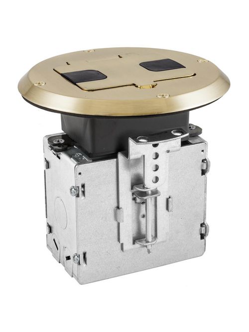 Hubbell Wiring Devices RF515BR Clear Lacquered Solid Brass Wood Fire Rated Poke-Through Floor Box Hubbell Wiring Devices RF515BR Clear Lacquered Solid Brass Wood Fire Rated Poke-Through Floor Box