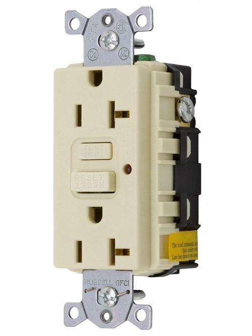 Hubbell GF20ILA 20 Amp 125 Volt 2-Pole 3-Wire NEMA 5-20R Ivory GFCI Receptacle with LED Indicator Product image for Hubbell GF20ILA 20 Amp 125 Volt 2-Pole 3-Wire NEMA 5-20R Ivory GFCI Receptacle with LED Indicator