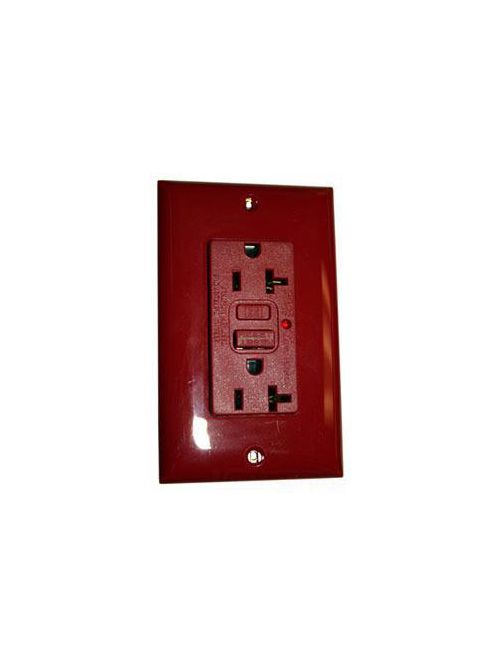Product image for Hubbell GF20RLA 20 Amp 125 Volt 2-Pole 3-Wire NEMA 5-20R Red GFCI Receptacle with LED Indicator
