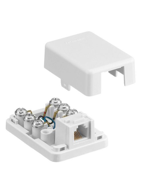 Product image for Hubbell Wiring Devices NS761W White Thermoplastic 6-Position 4-Conductor Surface Mount Telephone Wall Jack