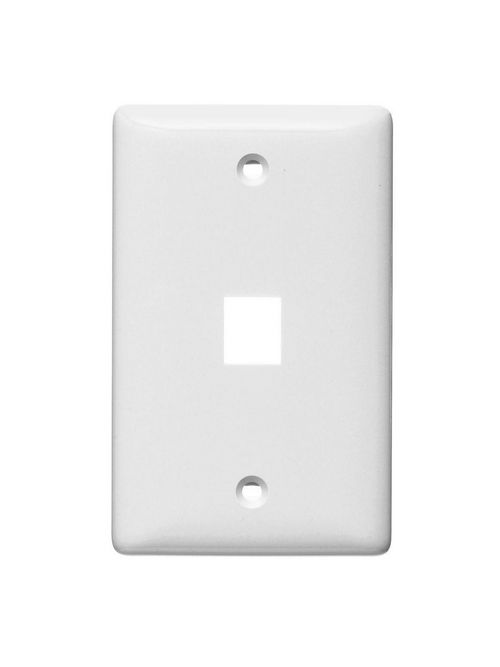 Product image for Hubbell Wiring Devices NSP101W 1-Port White Label-Less Mid-Size Wall Plate