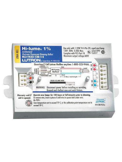 Product image for Lutron Electronics HL3-T432-120-1-S 32 W 120 Volt 0.35 Amp 4-Pin T4 Dimming Ballast