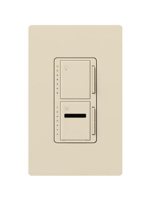 Product image for Lutron Electronics MIR-LFQTHW-LA 1 Amp 300 W 120 Volt Light Almond 1-Pole Incandescent/Halogen Fan/Light Speed Control Dimmer