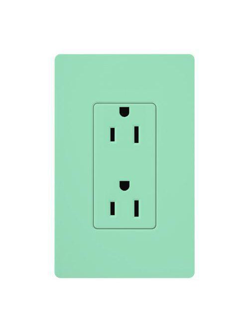 Product image for Lutron Electronics SCR-15-SG 15 Amp 125 VAC 2-Pole 3-Wire NEMA 5-15R Sea Glass Duplex Receptacle