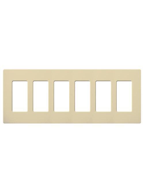 Lutron Electronics CW-6-IV 6-Gang 6-Dimmer Ivory Gloss Polycarbonate Standard Designer Wallplate Lutron Electronics CW-6-IV 6-Gang 6-Dimmer Ivory Gloss Polycarbonate Standard Designer Wallplate