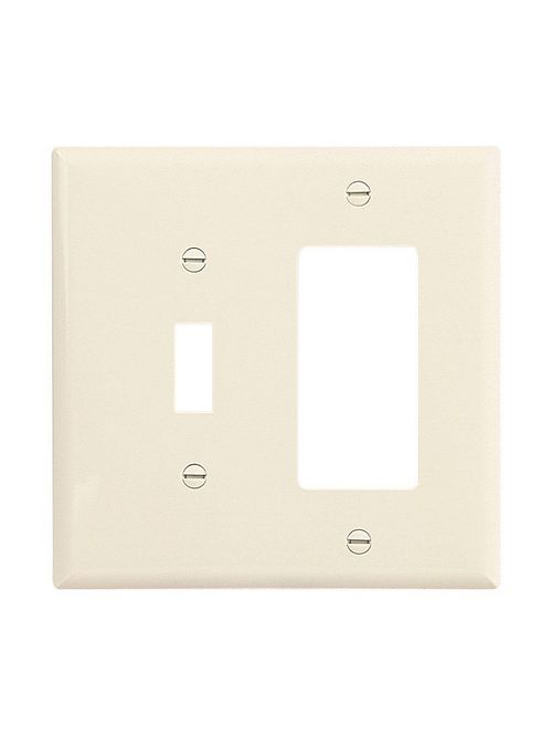 Product image for Eaton Wiring Devices PJ126LA 2-Gang Light Almond Polycarbonate Medium Combination Wallplate