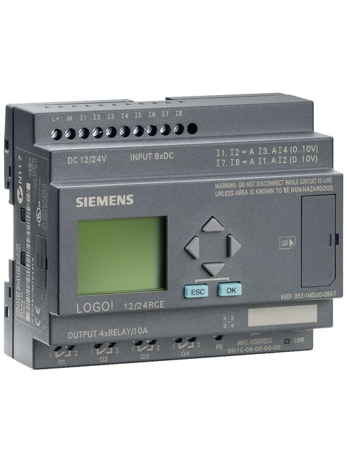 Siemens Industry 6ED10521MD000BA7 72 x 55 x 90 mm 24 VAC/VDC 8-Input/4-Output PLC Module Siemens Industry 6ED10521MD000BA7 72 x 55 x 90 mm 24 VAC/VDC 8-Input/4-Output PLC Module