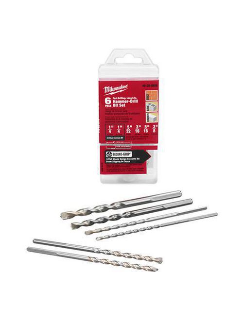 Milwaukee 48208856 6Piece 3Flat SecureGrip™ Hammer Drill Bit Set