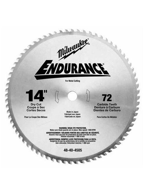 Milwaukee 48-40-4505 14" Circular Saw Blade, Carbide, 72 Teeth Milwaukee 48-40-4505 14" Circular Saw Blade, Carbide, 72 Teeth