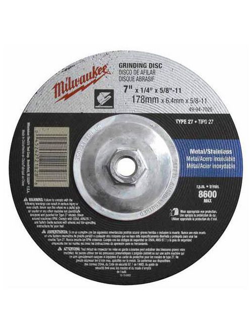 Milwaukee Tool 49-94-7025 7 x 1/4 x 5/8 to 11 Inch Grinding Disc Milwaukee Tool 49-94-7025 7 x 1/4 x 5/8 to 11 Inch Grinding Disc