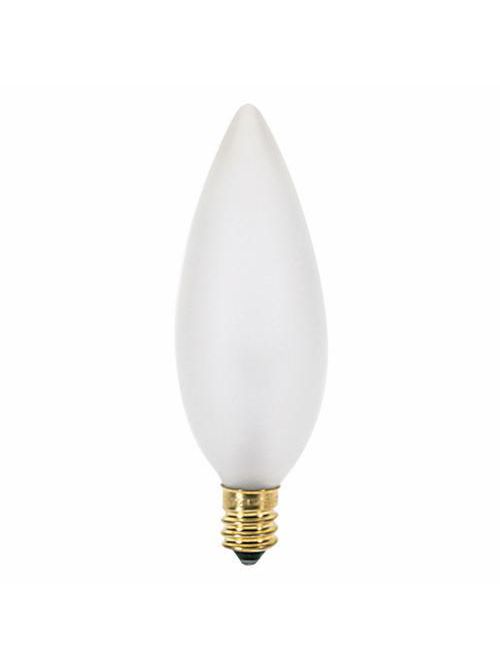 SATCO A3685 25 W 130 Volt 193 Lumen Frosted E12 Candelabra Base BA9 1/2 Decorative Incandescent Lamp SATCO A3685 25 W 130 Volt 193 Lumen Frosted E12 Candelabra Base BA9 1/2 Decorative Incandescent Lamp