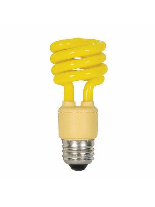 Product image for Satco S5511 13 Watt; Mini Spiral Compact Fluorescent; Bug Yellow; Medium base; 120 Volt