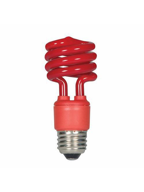 Product image for Satco S7271 13 Watt; Mini Spiral Compact Fluorescent; Red Color; Medium base; 120 Volt