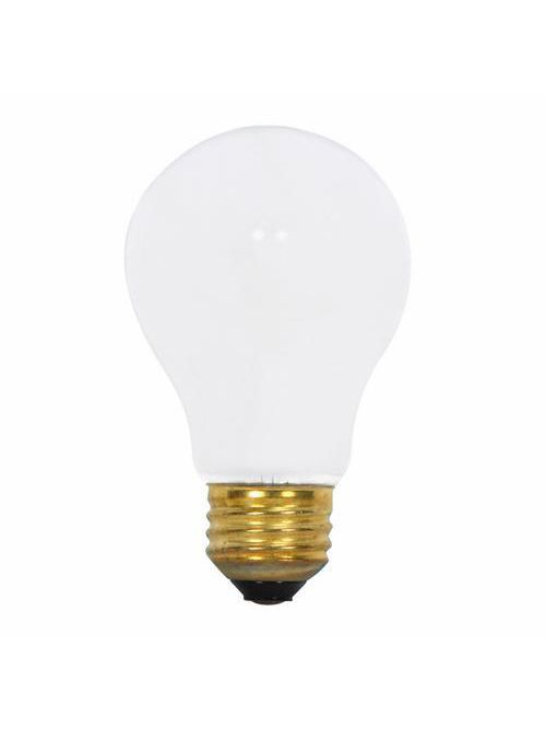 Product image for Satco S8522 60 Watt A19 Incandescent; Frost; 5000 Average rated hours; 440 Lumens; Medium base; 130 Volt; Rough service; 4-Pack