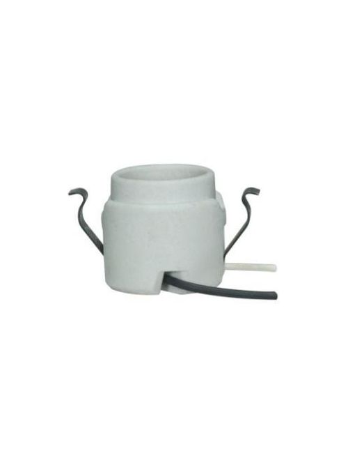 Product image for Satco 80/1263 Keyless Porcelain Socket With Rim And Double Snap-In Clip; 28" AWM B/W 150C Leads; CSSNP Screw Shell; Unglazed; 660W; 250V