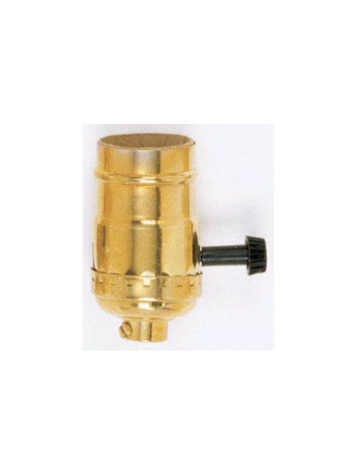 Product image for SATCO 90/868 250 Volt 250 W 1-1/4 x 2-3/4 Inch 1/8 Threaded Polished Brass On-Off Turn Knob Socket