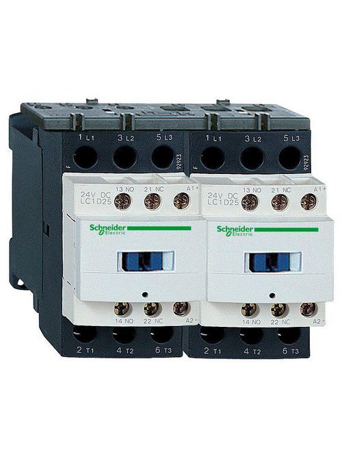 Product image for Square D LC2D12F7 575 VAC 12 Amp 3-Pole 1NO 1NC Touch Safe Terminal Full Voltage Reversing IEC Contactor